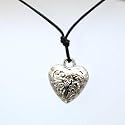Collier en Argent Plaqu&eacute; en forme de Coeur Bomb&eacute; sur une Corde de 55.5cm