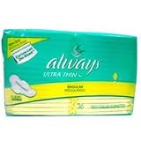 Always Thin Ultra Maxi Pads Regular With Wings - 36 pads/pack, 6 packs