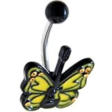 Buy Black Acrylic Yellow GUITAR BUTTERFLY Belly Ring