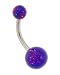 Purple Multi Color Glitter/Glow Belly Rings - 14 Gauge - 5mm and 8mm Balls - Sold Individually