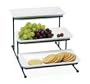 3 Tier Rectangle Server Stand with White Porcelain Plates