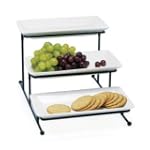 3 Tier Rectangle Server Stand with White Porcelain Plates