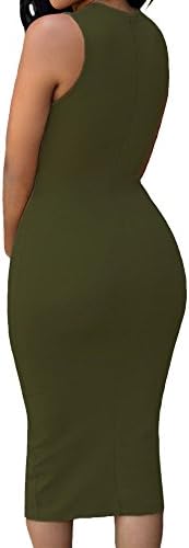 Liberty Queen Women's V Neck Sleeveless Lace-up Bodycon Midi Dress