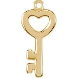14K Yellow Gold Tiny Heart Key Charm