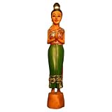Hand-carved Thai ''Sawasdee Lady' Decorative Statue (Thailand)