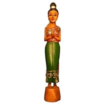 Hand-carved Thai ''Sawasdee Lady' Decorative Statue (Thailand)