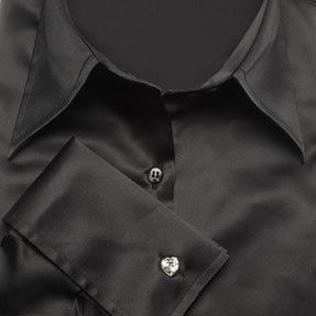 HAWES & CURTIS - Hipster - eng tailliert - Satinbluse mit Umschlagmanschetten - Schwarz HAWES & CURTIS - Hipster - eng tailliert - Satinbluse mit Umschlagmanschetten - Schwarz