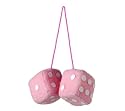 Car Interior Furry Fluffy Pink Dice With White Spots 7x7cm