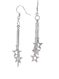 Sterling Silver Polished Stars Dangle Earrings