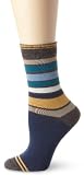 PACT Womens San Francisco Stripe Crew Sock, Blue Multi, One Size