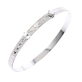 Childrens Sterling Silver Adjustable Heart Bangle Bracelet
