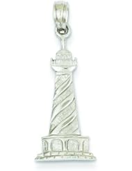 14K White Gold Cape Hatteras Lighthouse Pendant Jewelry