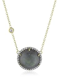 Jemma Wynne "Prive" Diamond Border Labradorite Round Stone Necklace