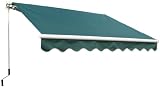 GudCraft Retractable 10' X 8' Patio Awning 10ft x 8ft (3m x 2.5m) Solid Green Color