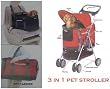 3 In 1 Pet Stroller Dog Cat Carrier Bed House Red new 3 In 1 Pet Stroller Dog Cat Carrier Bed House Red new