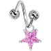 Pink Gem Star Soliataire Spiral Twister Belly Ring