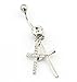 316L Surgical Steel 14 Guage Stainless Steel Double Cross Dangle Body Piercing Belly Barbell Navel Ring Bar Button + Belly Retainer