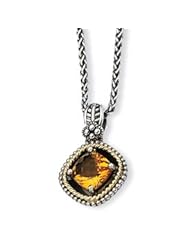 Antique Sterling Silver & 14K Gold Citrine Necklace