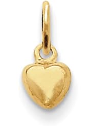 14k Solid Polished Plain Puffed Heart Charm