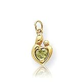 14k Yellow Gold August  Peridot Mother and Child� Charm