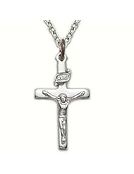 .925 Sterling Silver Lady Crucifix Pendant Catholic Jewelry Crucifix Pendant Necklaces Gift Boxed w/Chain Necklace 18" Chain Necklace. Gift Boxed