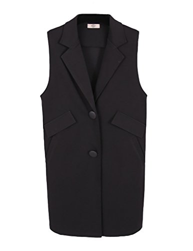 ZANLICE Women's Lapel V Neck Button Down Pocket Slit Blazer Vest X-Large Black