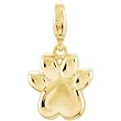 14K Yellow Gold Paw Print Charm