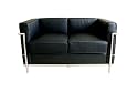 Baxton Studio Le Corbusier-style de Petite Leather Loveseats, Black