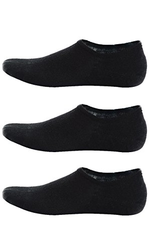 No Show Socks，Perfectday 3 Pack socks, Quality Cotton, Large Silicon Heel Grip to prevent slipping, 85% cotton so keep your feet cool and comfortable. Long lasting and machine washable, Large, Black