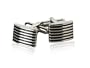Textured Black Enamel Silver Cufflinks with Gift Box