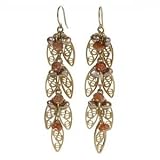 Sunstone & Pearl Dangle Earrings by Elizabeth Showers, 2.5