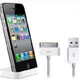 Iprotect ORIGINAL iPhone 4 / 4S Dockingstation weiss inkl. USB HIGHSPEED Datenkabel mit Line OUT in weiss Ladestation Basisstation Cradle