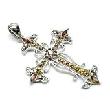 Yellow Citrine Color Austrian Rhinestone Victorian Style Cross Pendant