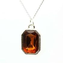 Silver Plated Amber Coloured 16" Necklace