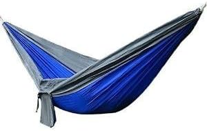 Camping Hammock: (Blue) Lightweight, Water Resistant, Nylon, Double Camping Hammock with Tree Ropes and Carabineers Included- Great for Outdoor or Indoor Use-Camping, Hiking, Backpacking, and Travel