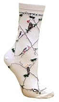 Woodpecker Bird Cotton Wildlife Animal Art Print Socks 9-11 Featuring Ivory Billed Woodpecker, Piliated Woodpecker