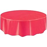 Red Round Plastic Tablecloth, 84"