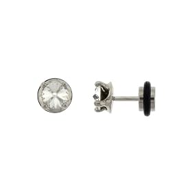 Stainless Steel Fake Plugs with Prong Clear Crystal - 6mm - 16G Wire - Sold as a Pair
