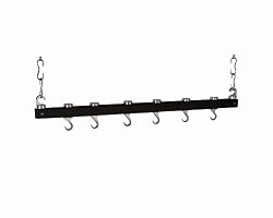 Concept Housewares PR-40215 36-Inch Hardwood Hanging Pot Rack, Charcoal Grey