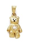 14k Teddy Bear April Birthstone Pendant 15/16 Inch long