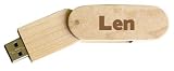 Engraved Wooden USB Flash Drive 8 GB - Engraved name Len