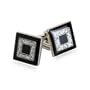 Black and Silver Concentric Diamond Dust Cufflinks with Gift Box