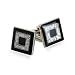 Black and Silver Concentric Diamond Dust Cufflinks with Gift Box