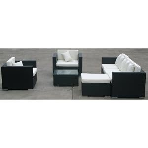 Suaqui Modern Madison Wicker Sofa Set with Ottoman BEIGE