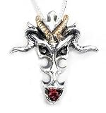 Gothic Silver-Plated Pewter Talisman Dragon Skull Pendant Necklace