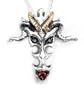 Gothic Silver-Plated Pewter Talisman Dragon Skull Pendant Necklace