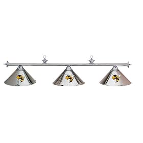 Georgia Tech Yellow Jackets 3pc CHROME POOL TABLE LIGHT LAMP W  SHADES