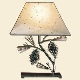 Pine Cone Twig Cabin Lodge Home Decor Table Lamp Desk Light Pinecone Cones Bedside Tabletop Endtable Bedroom Guest Room Living Rustic with Shade