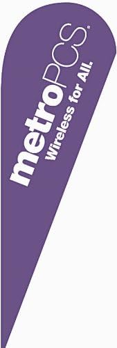 1 (one) METRO PCS WIRELESS purple/wh 10.5' TEARDROP BLADE FLAG BANNER