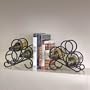 Set of 2 Black Wrought Iron Scroll Book End Wine Racks from Oenophilia - 010005